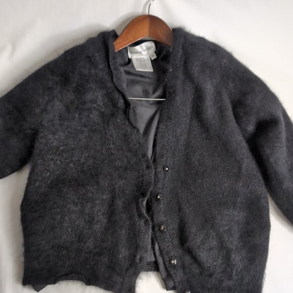 Franco Valeri Women's Rabbit Hair Button Up Jacket with Padded Shoulders, Small - Picture 1 of 4